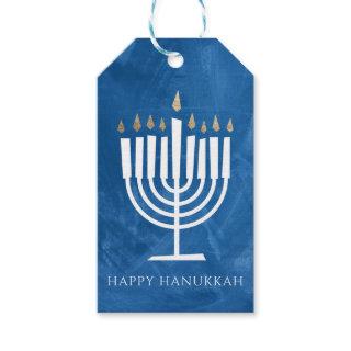 Modern Menorah Blue Hanukkah Gift Tag