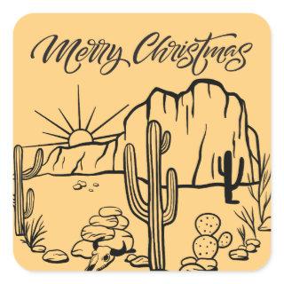 Modern Merry Christmas From the Desert Square Sticker