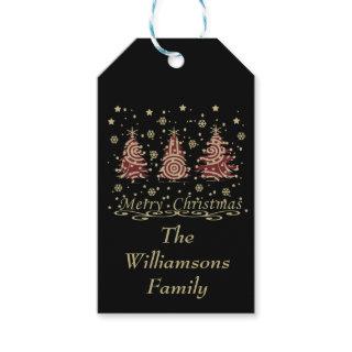 modern merry christmas pine tree Personalized Gift Tags
