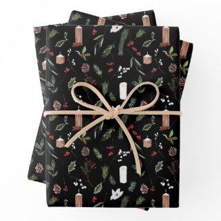 Modern Merry Christmas Red Berry Botanical Wreath  Sheets