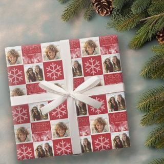 Modern Merry Christmas Red Bokeh Personalized