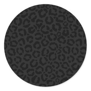 Modern Minimal Black Leopard Print Classic Round Sticker