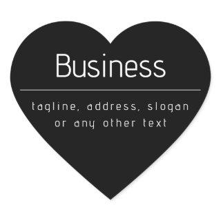 Modern Minimal Business Name & other Info | Black Heart Sticker
