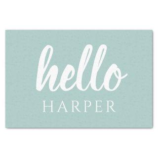 Modern Minimal Green And White Hello And You Name Tissue Paper