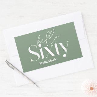 Modern minimal typography sage green 60th birthday rectangular sticker