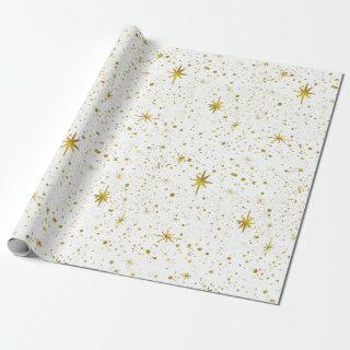 Modern & Minimal White / Gold Cosmic Star Pattern
