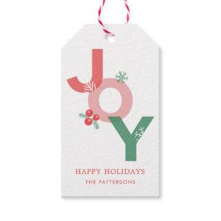 Modern Minimalist Bold Script JOY Holiday Gift Tags