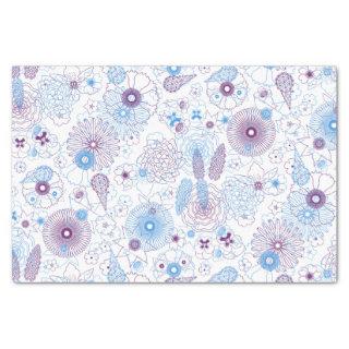 Modern Minimalist Botanical Blue & Purple Pattern  Tissue Paper