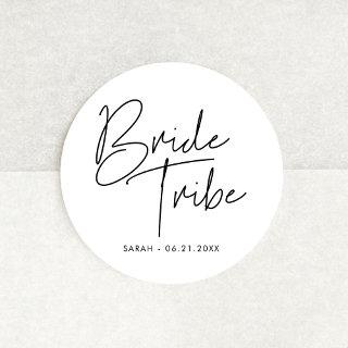 Modern minimalist Bride tribe Classic Round Sticker