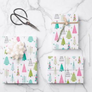 Modern Minimalist Christmas Tree Pink Teal  Sheets