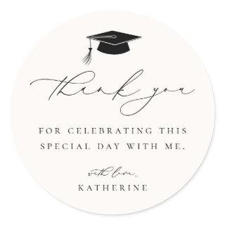 Modern Minimalist Graduation Thank You Classic Round Sticker