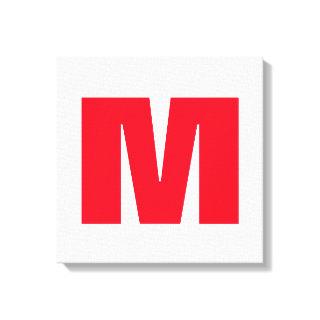 Modern Minimalist Monogram White Red Canvas Print