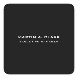 Modern Minimalist Plain Elegant Black & White Square Sticker