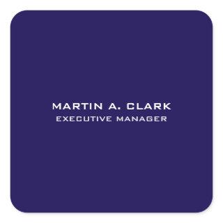 Modern Minimalist Plain Elegant Dark Blue Square Sticker