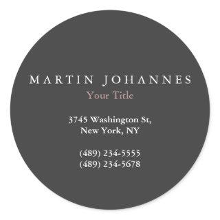 Modern Minimalist Plain Elegant Grey Classic Round Sticker