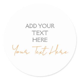 Modern Minimalist Plain Personalized Add Text Classic Round Sticker