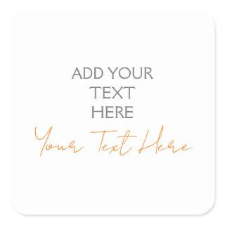 Modern Minimalist Plain Personalized Add Text Square Sticker
