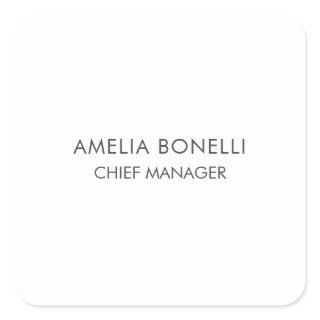 Modern Minimalist Professional Plain Simple Square Sticker