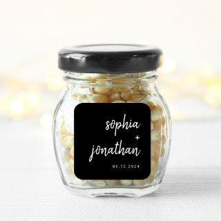 Modern Minimalist Script Black | Wedding Square Sticker