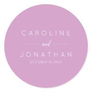 Modern Minimalist Script Orchid Custom Wedding Classic Round Sticker