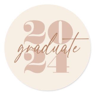 Modern Minimalist Soaring Grad | Cappuccino  Classic Round Sticker
