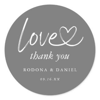 Modern Minimalist Thank You Wedding Gray Classic Round Sticker