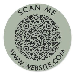 Modern Minimalist Wedding Website Scan me qr code Classic Round Sticker