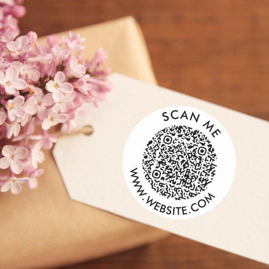 Modern Minimalist Wedding Website Scan me qr code Classic Round Sticker