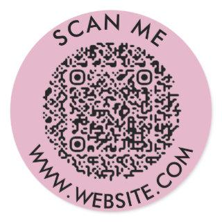 Modern Minimalist Wedding Website Scan me qr code Classic Round Sticker