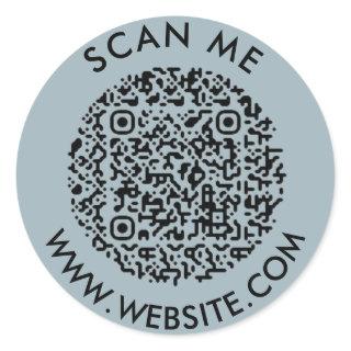 Modern Minimalist Wedding Website Scan me qr code Classic Round Sticker