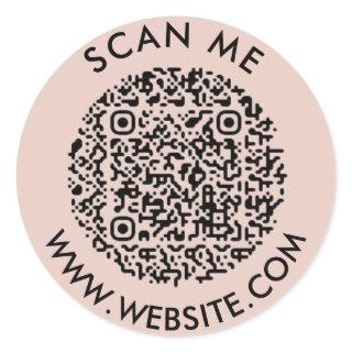 Modern Minimalist Wedding Website Scan me qr code Classic Round Sticker