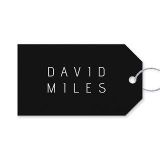 Modern Minimalistic Editable Name | Black & White Gift Tags