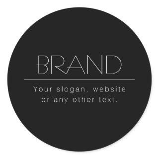 Modern Minimalistic Editable Text | Black & White Classic Round Sticker
