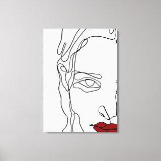 Modern minimalistic one-line drawing face canvas print