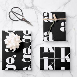 Modern monogram black white custom initial letter  sheets