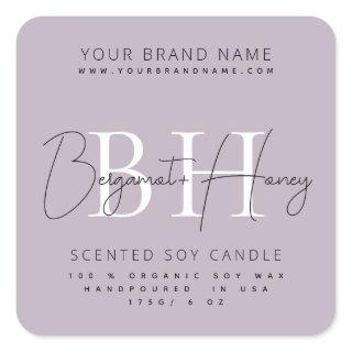 Modern monogram script candle label