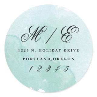 Modern monogram watercolor return address sticker