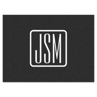 Modern Monogrammed Initials | Black & White Tissue Paper