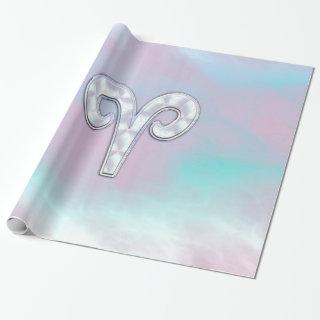 Modern Mother of Pearl Style Aries Zodiac Symbol