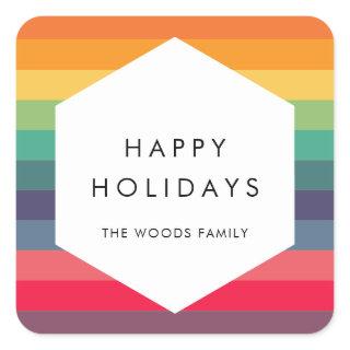 Modern multi colored geometric Holidays Square Sticker