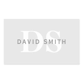Modern Name & Monogram | Light & Dark Grey White Rectangular Sticker