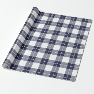 Modern Navy Blue and White Plaid Pattern