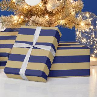Modern navy blue gold bold stripes pattern