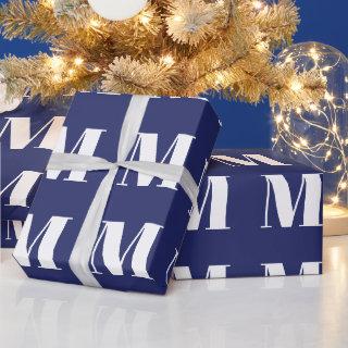 Modern navy blue & white custom initial monogram