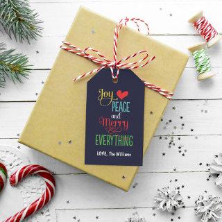Modern Navy Merry Everything Colorful Holiday Gift Tags