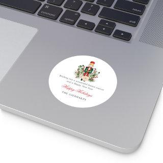 Modern Nutcracker Happy Holidays Christmas Classic Round Sticker