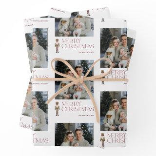 Modern Nutcracker Merry Christmas Photo Typography  Sheets