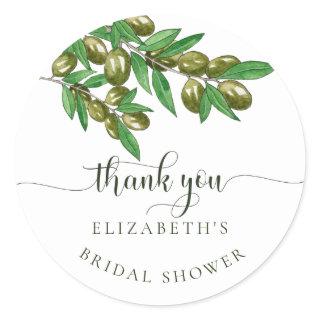 Modern olive branch thank you favor sticker