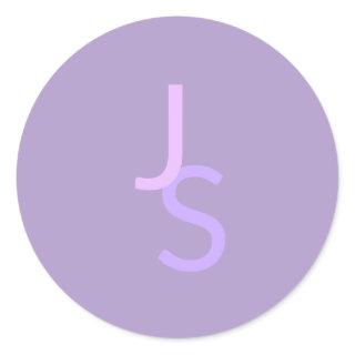 Modern Overlapping Monogrammed Initials | Purple Classic Round Sticker