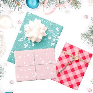 Modern pastel Christmas snow plaid dots pattern  Sheets